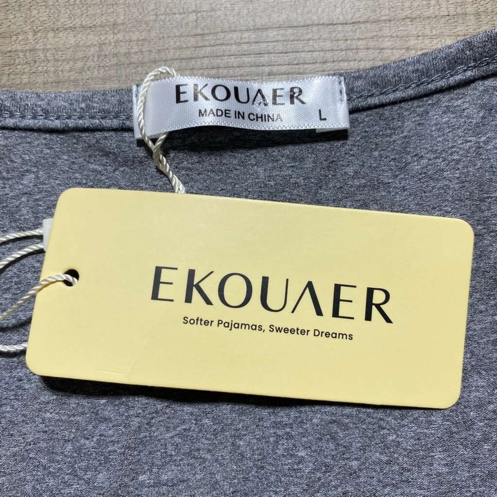 Ekouaer Womens Short Sleeve Pajama Top With Built In Tank Size Large Gray - Picture 4 of 9